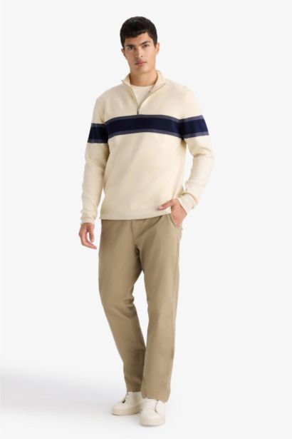Slim Fit Zippered Turtleneck Knitwear Pullover