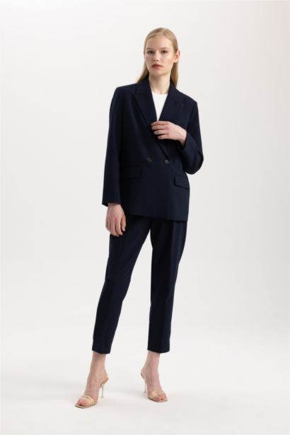 Slim Fit Pocketed High Waist Standard Leg Trousers