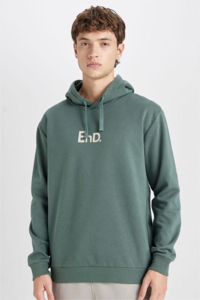 Regular Fit Kapüşonlu Baskılı Sweatshirt