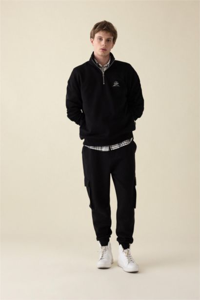 Regular Fit Jogger Eşofman Altı Kargo Cepli Basic Düz Beli Bağcıklı Lastikli Paça