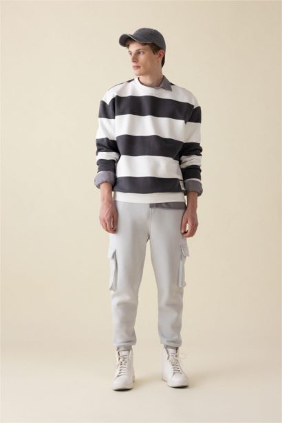 Regular Fit Jogger Eşofman Altı Kargo Cepli Basic Düz Beli Bağcıklı Lastikli Paça