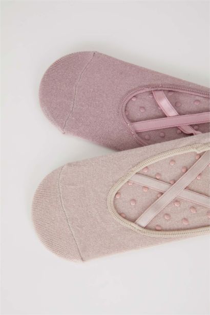 Defacto Fit Lot de 2 paires de chaussettes pilates en coton pour femme