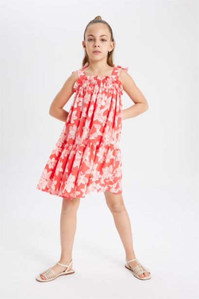 Robe à bretelles à motif floral pour fille