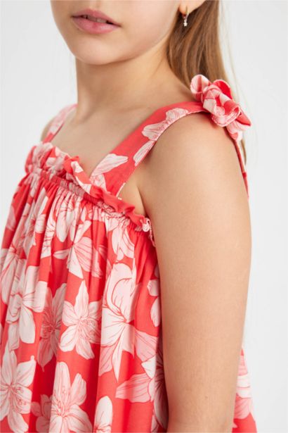 Robe à bretelles à motif floral pour fille