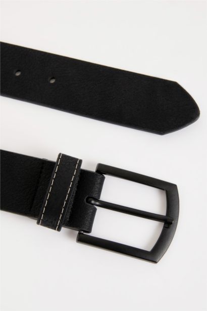 Men's Rectangle Buckle Faux Leather Jean Belt