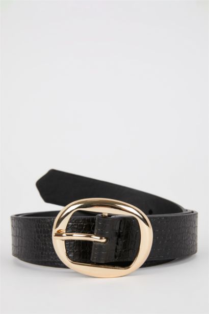 Kadın Oval Toka Suni Deri Jean Kemeri