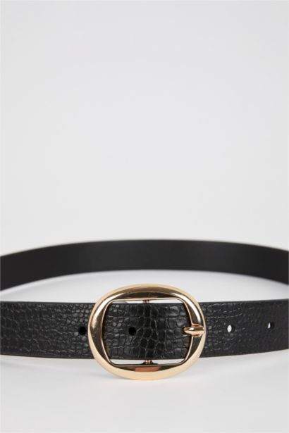 Kadın Oval Toka Suni Deri Jean Kemeri