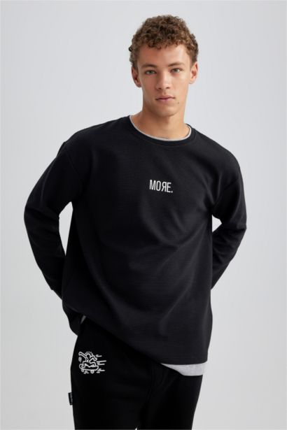 Oversize Fit Printed Long Sleeve Sweatshirt