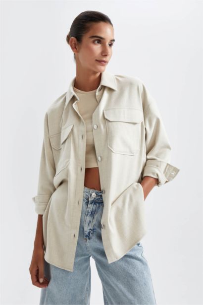 قميص ردن طويل فلانيل بياقة قميص