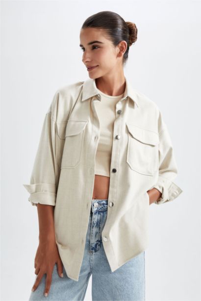 قميص ردن طويل فلانيل بياقة قميص