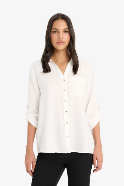 Regular Fit Shirt Collar Long Sleeve Shirt