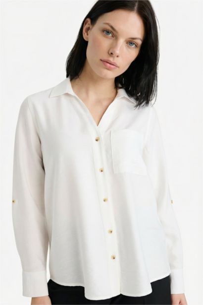 Regular Fit Shirt Collar Long Sleeve Shirt