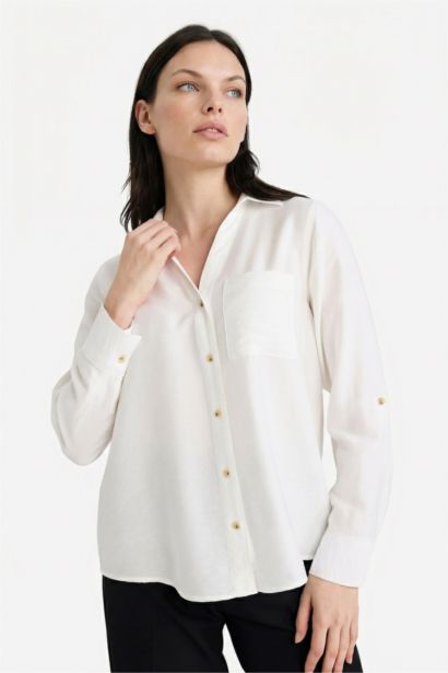 Regular Fit Shirt Collar Long Sleeve Shirt