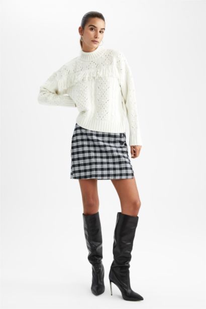 A-Line Plaid Regular Waist Mini Skirt