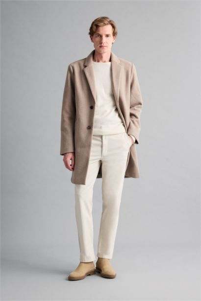 جاكيت جوخ طويل شتوي قصة مريحة بياخة جاكيت