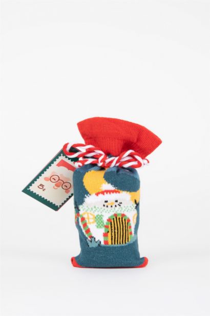 Erkek Çocuk Yılbaşı Temalı Pamuklu Uzun Çorap