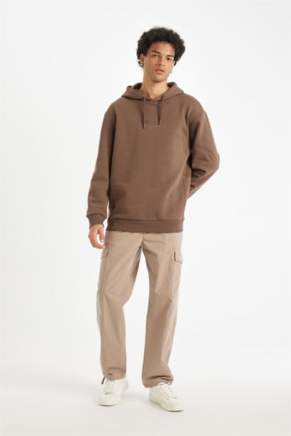 Relax Fit Kapüşonlu Baskılı Sweatshirt