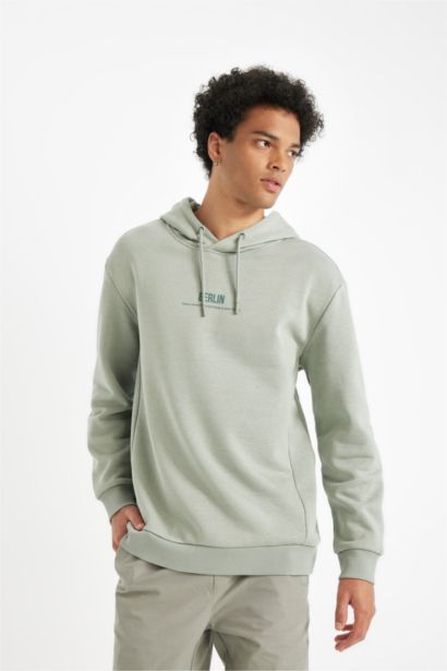 Relax Fit Kapüşonlu Baskılı Sweatshirt