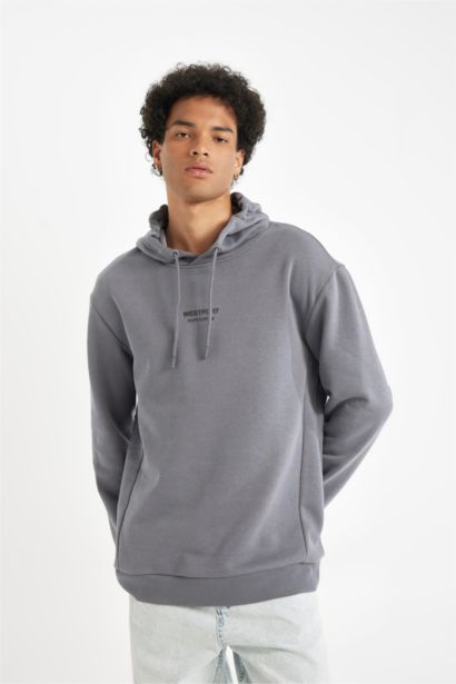 Relax Fit Kapüşonlu Baskılı Sweatshirt