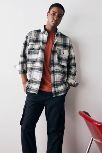 Relax Fit Checkered Cotton Long Sleeve Shirt