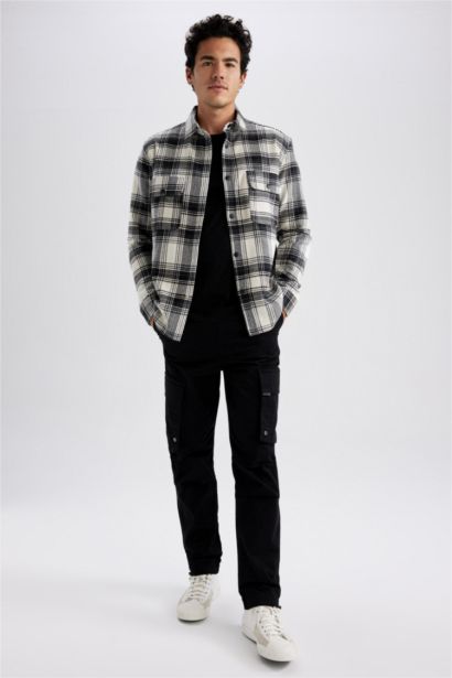 Relax Fit Checkered Cotton Long Sleeve Shirt
