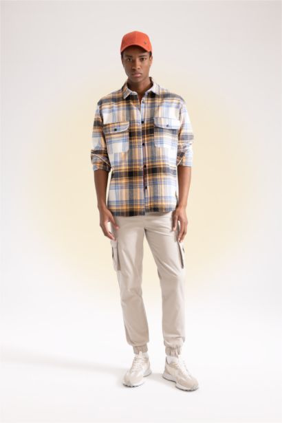 Relax Fit Checkered Cotton Long Sleeve Shirt