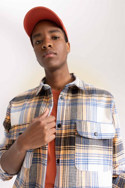 Relax Fit Checkered Cotton Long Sleeve Shirt