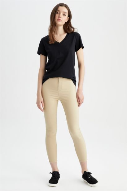 Super Skinny Fit High Waist Ankle Length Gabardine Trousers