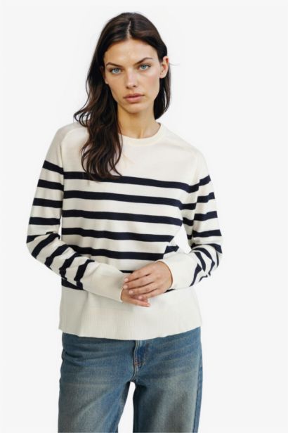 Regular Fit Crew Neck Striped Pullover
