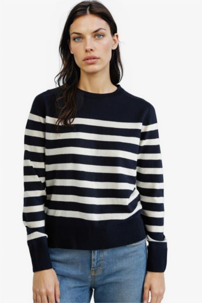 Regular Fit Crew Neck Striped Pullover