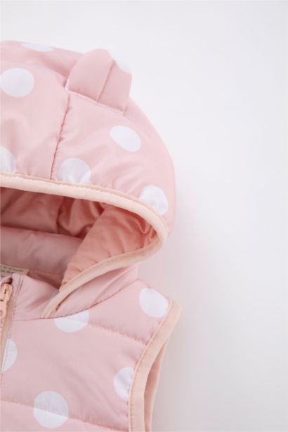 Baby Girls Water Repellent Polka Dot Hooded Vest