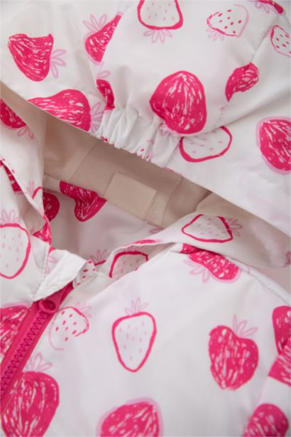 Girl Patterned Waterproof Hooded Jacket