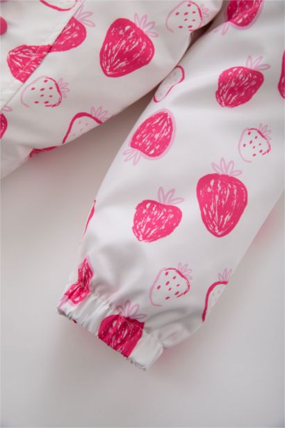 Girl Patterned Waterproof Hooded Jacket