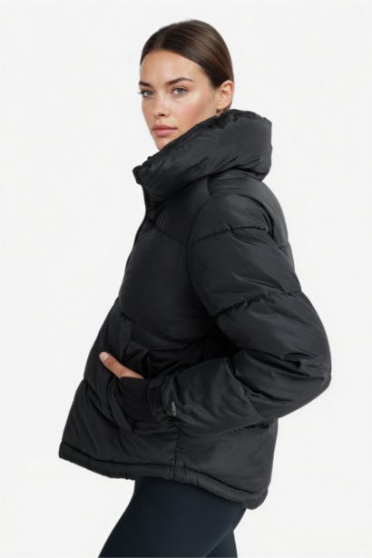 Su İtici Regular Fit Dik Yaka Fermuarlı El Geçmeli Cepli Şişme Mont