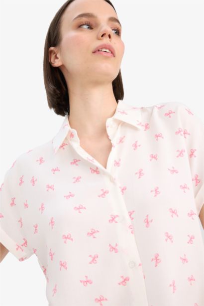 Chemise en viscose imprimée à manches courtes