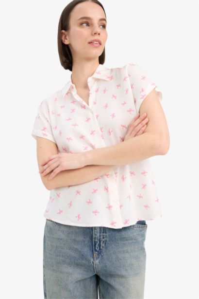Chemise en viscose imprimée à manches courtes
