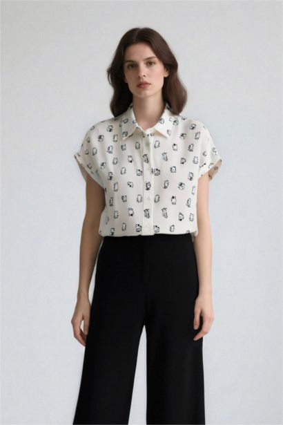 Regular Fit Viscose Short Sleeve Shirt