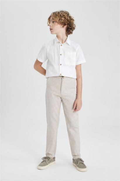 Boy Regular Fit Standard Leg Linen Look Trousers