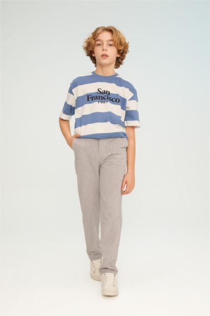 Boy Regular Fit Standard Leg Linen Look Trousers