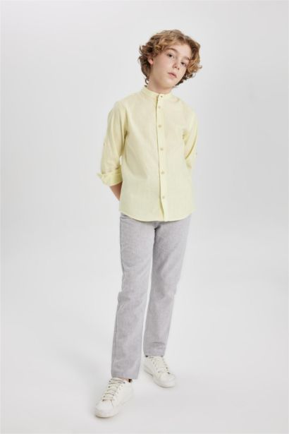 Boy Regular Fit Standard Leg Linen Look Trousers