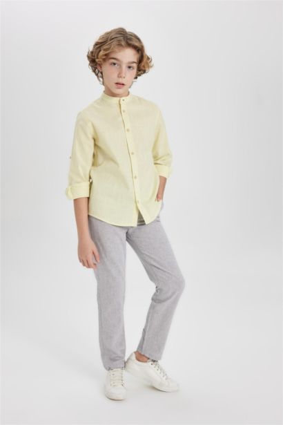 Boy Regular Fit Standard Leg Linen Look Trousers