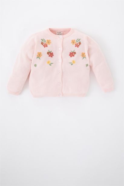 Cardigan Fleuri À Col Rond Bébé Fille