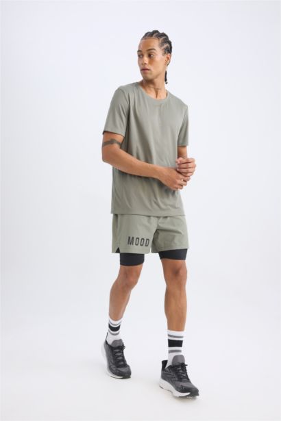 Slim Fit Dar Kesim Fermuarlı Telefon Cepli Sporcu Taytlı Şort