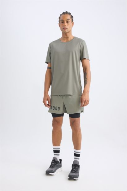 Slim Fit Dar Kesim Fermuarlı Telefon Cepli Sporcu Taytlı Şort
