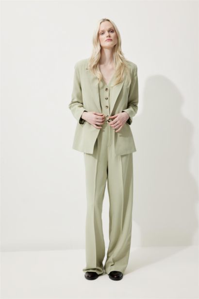 Oversize Fit Linen Blend Blazer Jacket