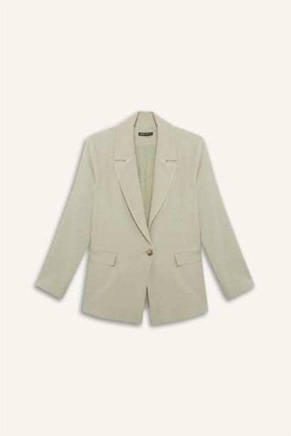Oversize Fit Linen Blend Blazer Jacket