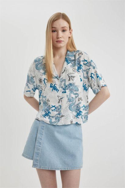Regular Fit Pyjamas Collar Short Sleeve Shirt