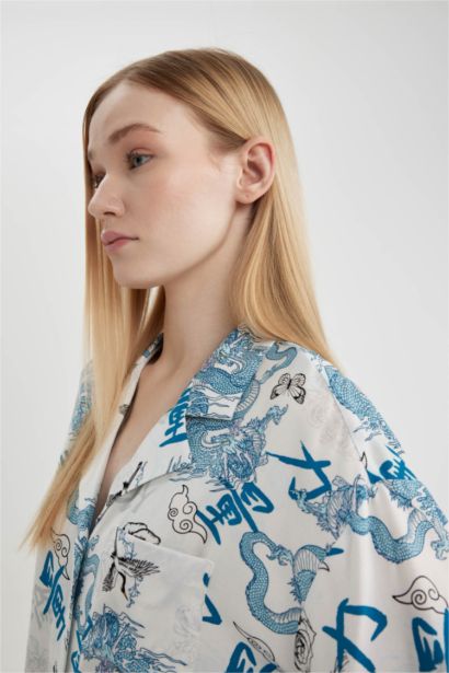 Regular Fit Pyjamas Collar Short Sleeve Shirt