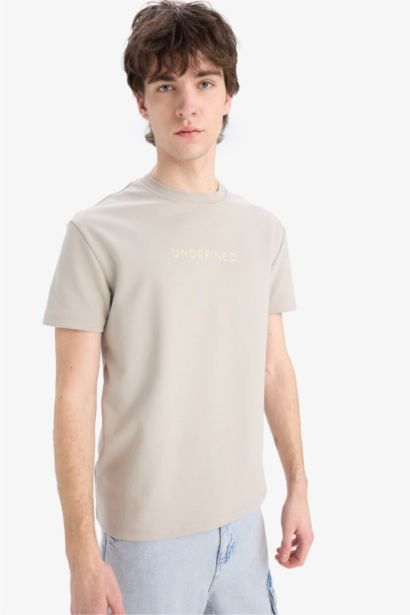 Regular Fit Crew Neck Printed Cotton Heavy Fabric T-Shirt