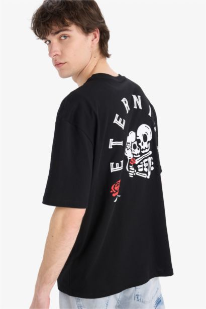 Oversize Fit Crew Neck Printed Short Sleeve T-Shirt